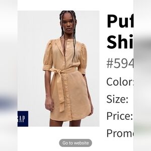 Gap puff sleeve dress. Size medium. New without tags